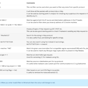 Wireshark Filter