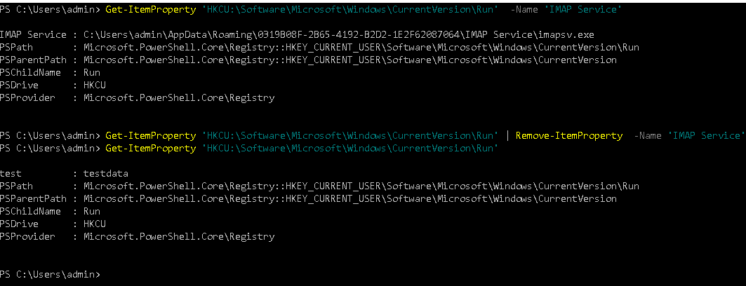 PowerShell Commands for Incident Response - Query & remove NanoCore registry entry using PowerShell Command