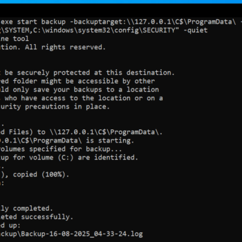 wbadmin Admin Output